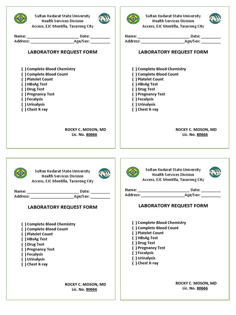 Doctors Laboratory Request Form