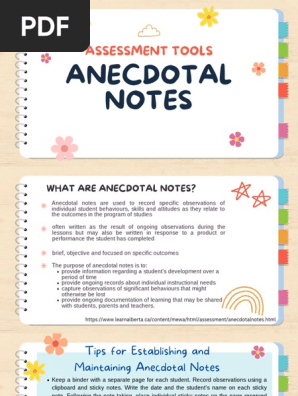 ANECDOTAL NOTES - types of assessment 