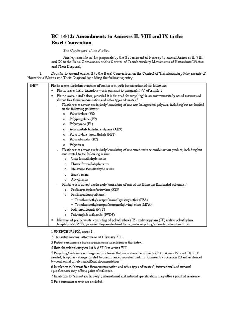 UNEP CHW COP.14 BC 14 12.english | PDF | Plastic | Polyethylene