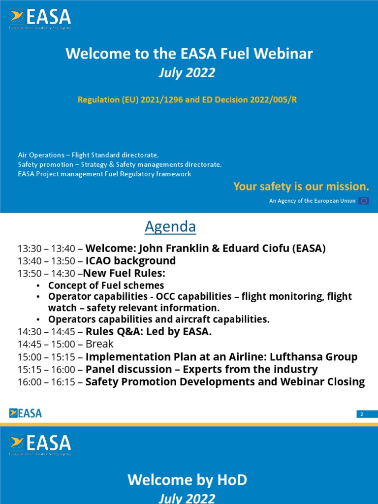 To The EASA Fuel inar July 2022 PDF Safety Aviation