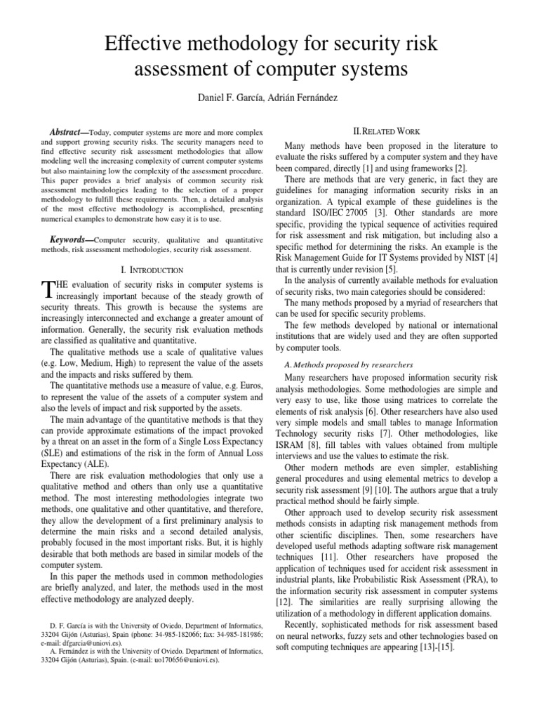 Security Risk Assessment Guide | PDF | Risk | Methodology