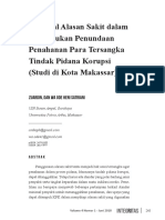 Menyoal Alasan Sakit Dalam Mengajukan Penundaan Penahanan para Tersangka Tindak Pidana Korupsi (Studi Di Kota Makassar)