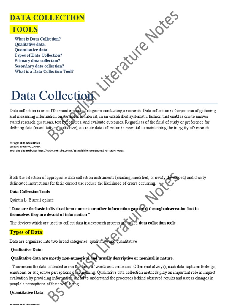 An In-Depth Guide to Primary Data Collection Tools for Research | PDF ...