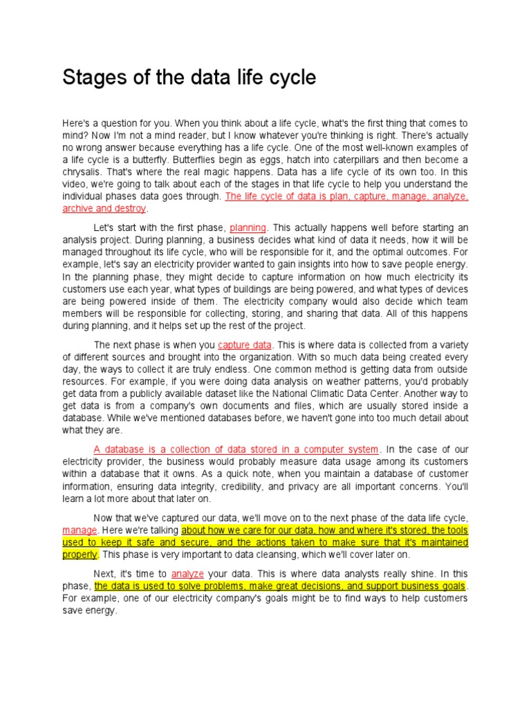Data Life Cycle and Analysis Phases | PDF | Data Analysis | Databases