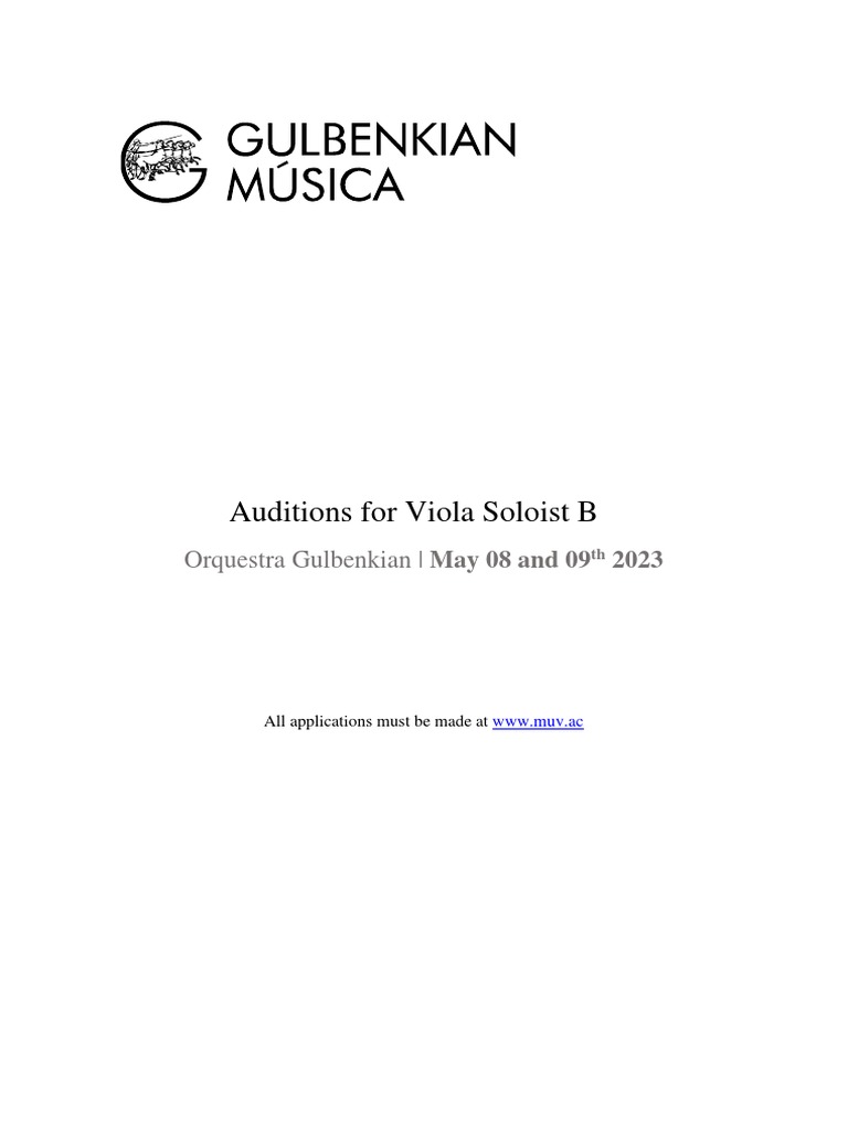 Gulbenkian Orchestra Viola Soloist B Auditions Regulations ENG