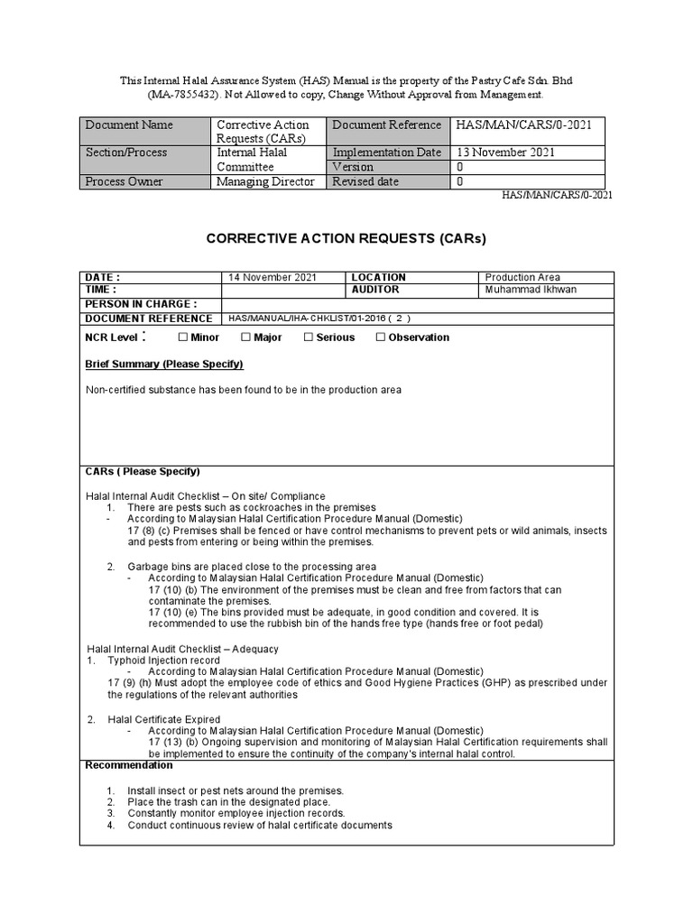 Corrective Action | PDF | Audit | Internal Audit