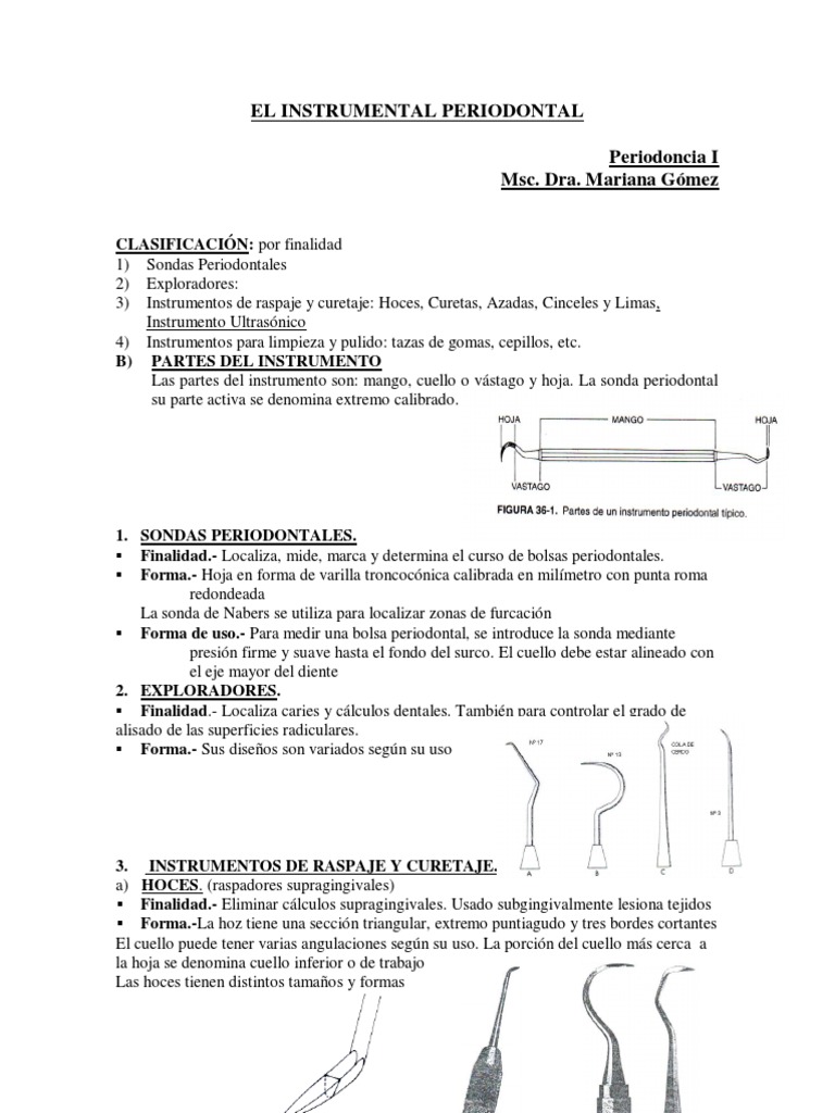 Instrumental Periodontal: Tipos y Uso | PDF | Hueso | Especialidades ...