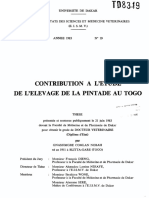 Contribution A L'Etude de L'Elevage de La Pintade Au Togo