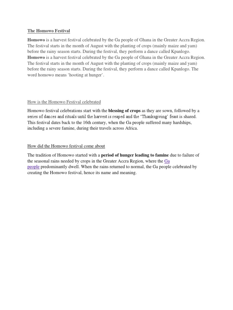 Importance Of The Homowo Festival