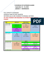 Dry Run - Grade 9 Schedule of in Person Classes