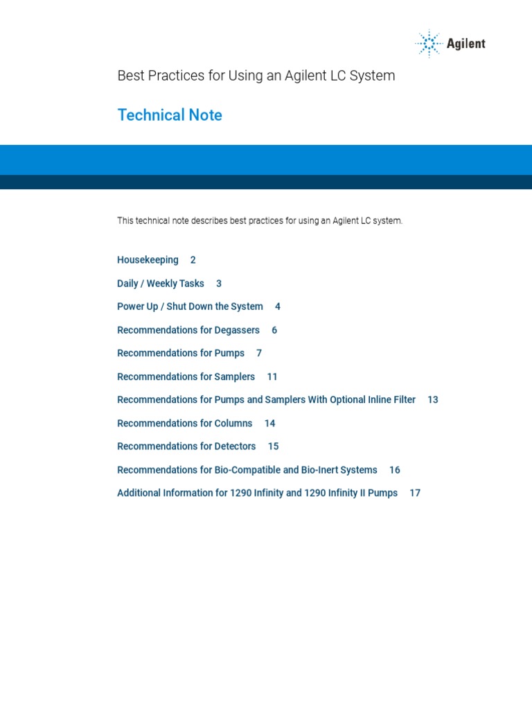 Agilent Best Practices For Using An Agilent LC System PDF High