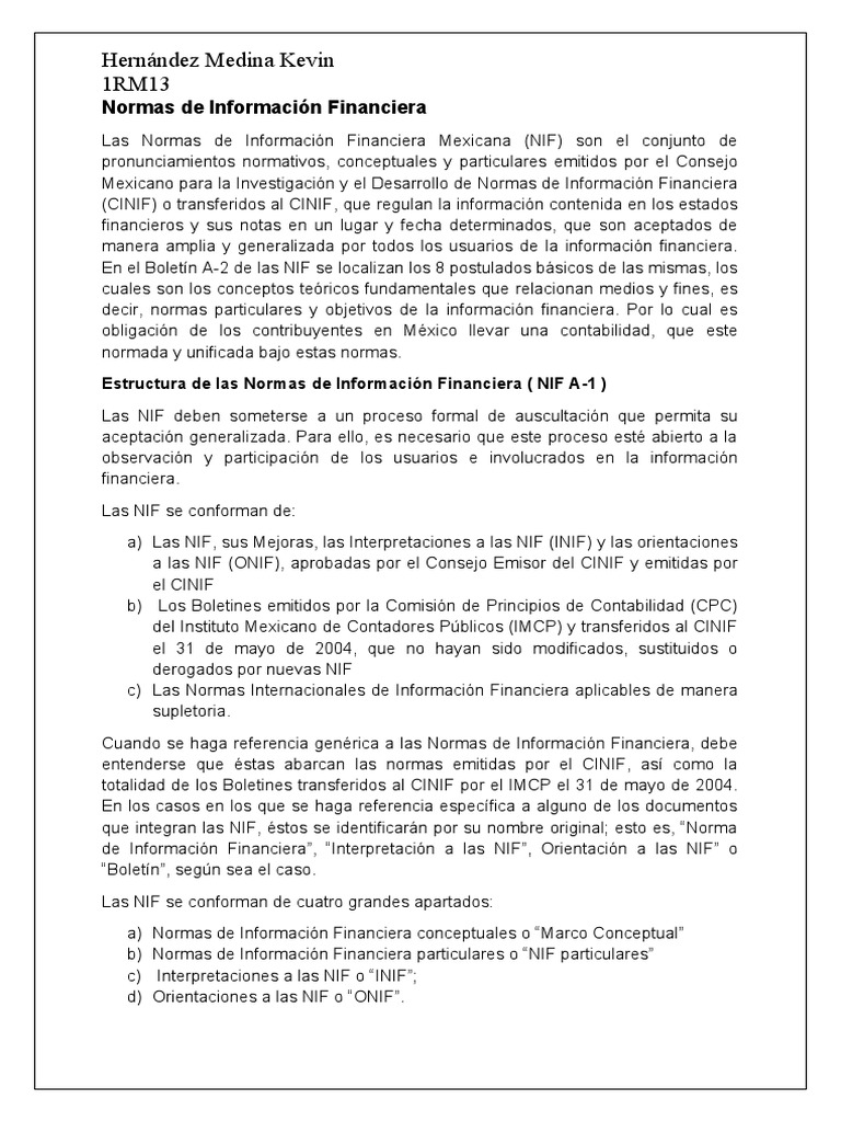 Normas de informaci n financiera pdf contabilidad economias
