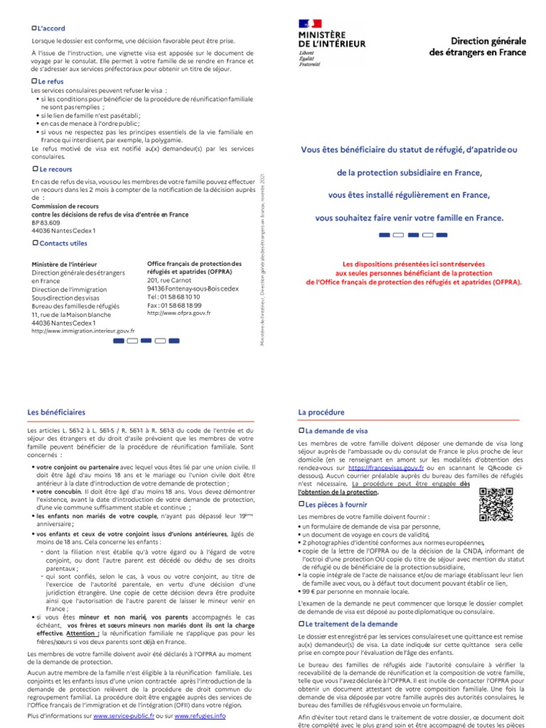 Francais Depliant Reunification Familiale Novembre 2021 PDF