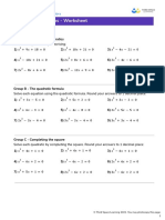 Quadratic Equations - Worksheet: Skill Group A - Factorising Quadratics 1) 2) 3) 4) 5) 2 6) 2 7) 2 8) 3 9) 2