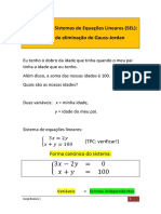 Resolução de Sistemas de Equações Lineares (SEL) : Método de Eliminação de Gauss-Jordan