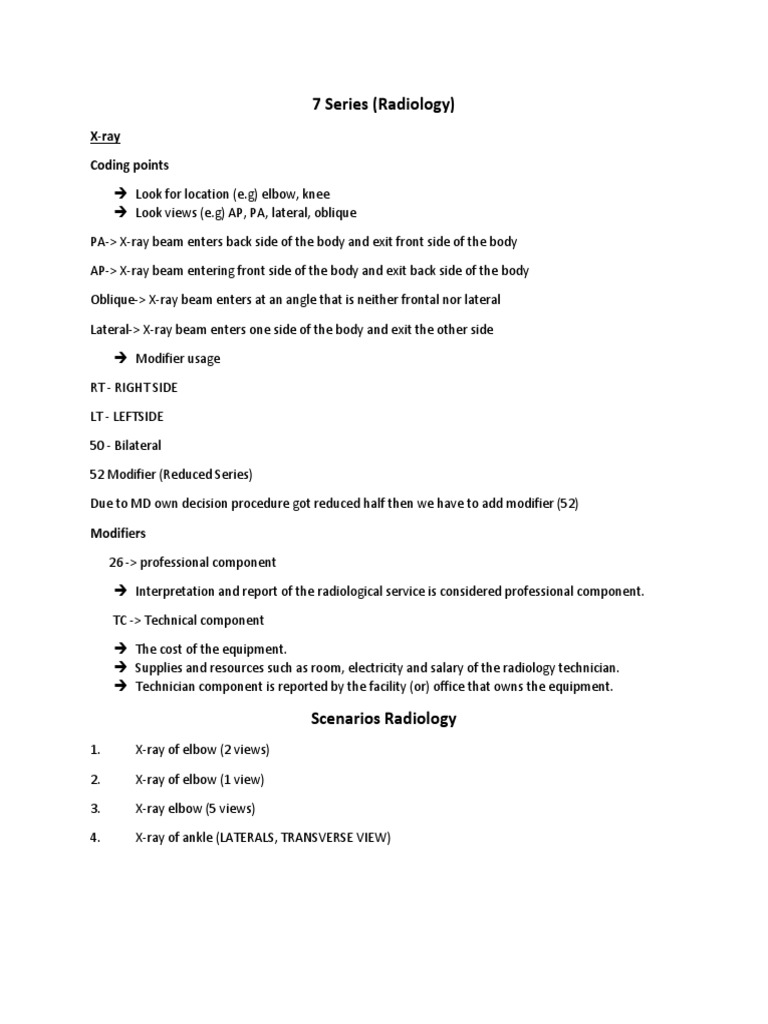 7 Series (Radiology) XRay Coding Points PDF Resonance Imaging Ct Scan