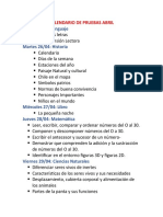 Lunes 25/04: Lenguaje Martes 26/04: Historia: Calendario de Pruebas Abril