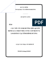 Các Yếu Tố Ảnh Hưởng Đến Quyết Định Lựa Chọn Nhà Cung Cấp Dịch Vụ Logistics Tại Tỉnh Bình Dương