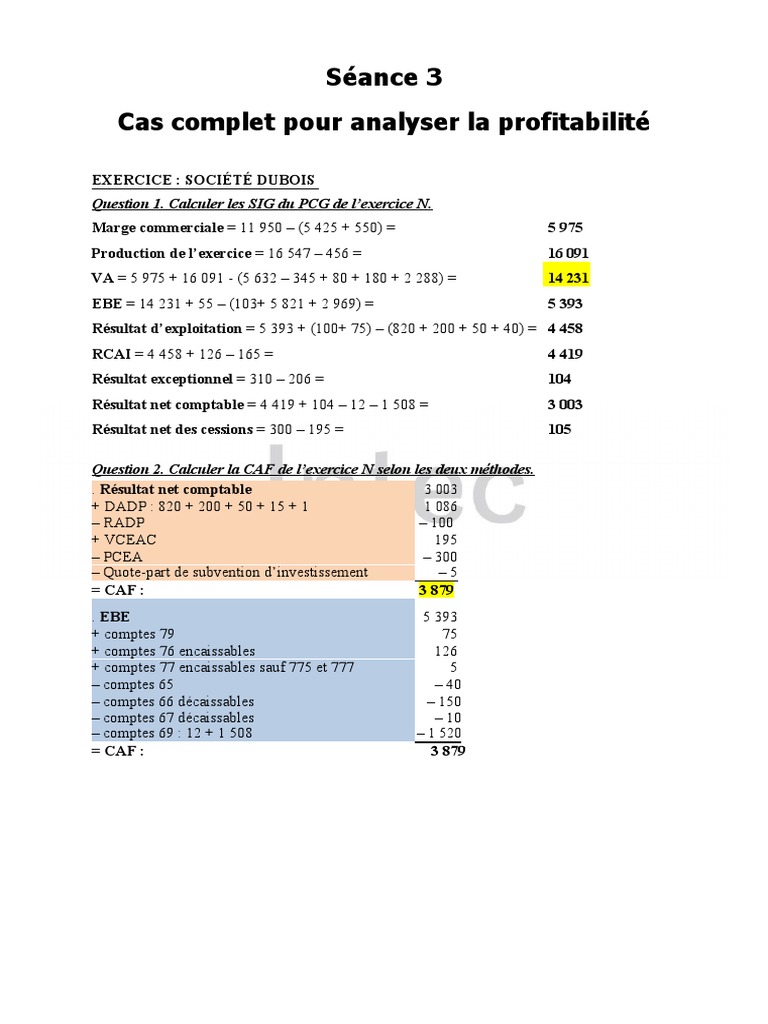 Analyse de la Profitabilité de Dubois | PDF | Revenu brut | Comptabilité