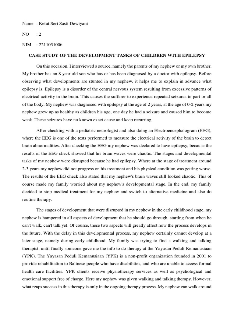 Case Study of The Development Tasks of Children With Epilepsy | PDF ...