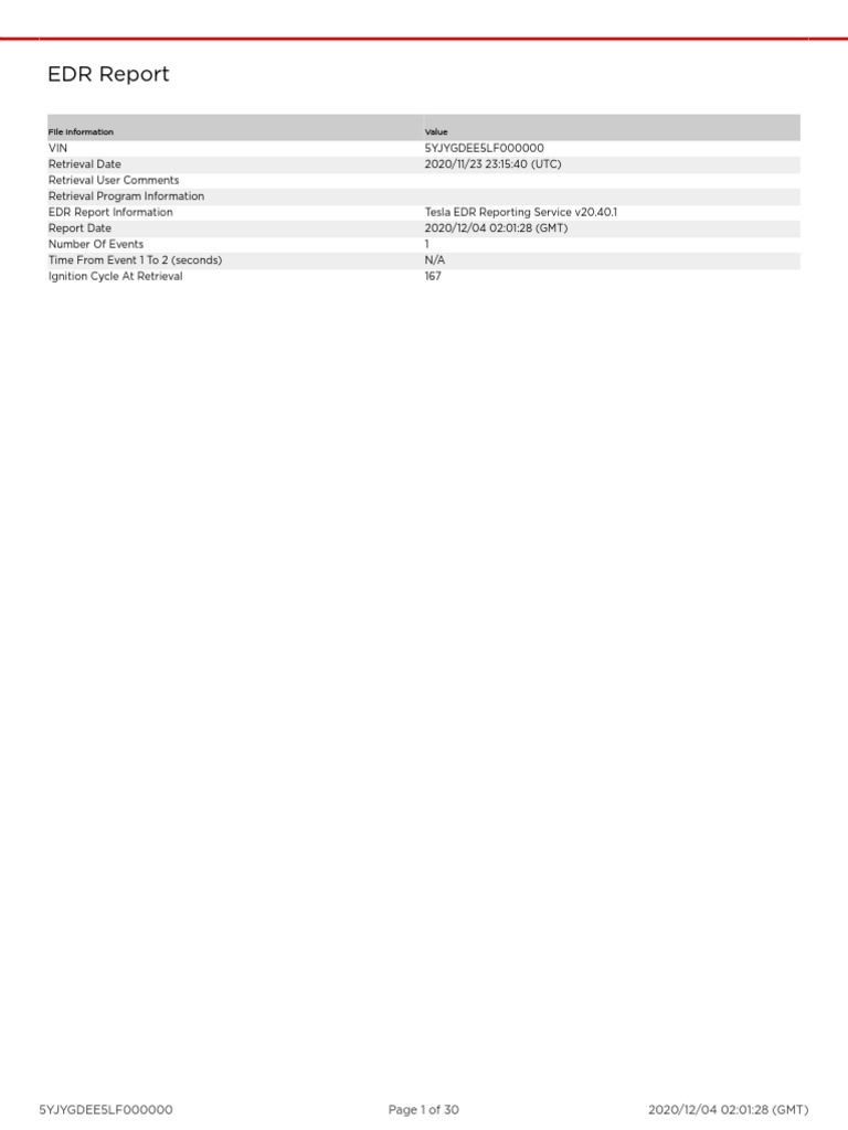 Tesla Sample EDR Report Y | PDF | Seat Belt | Airbag