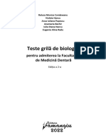Teste Grilă de Biologie: Pentru Admiterea La Facultatea de Medicină Dentară