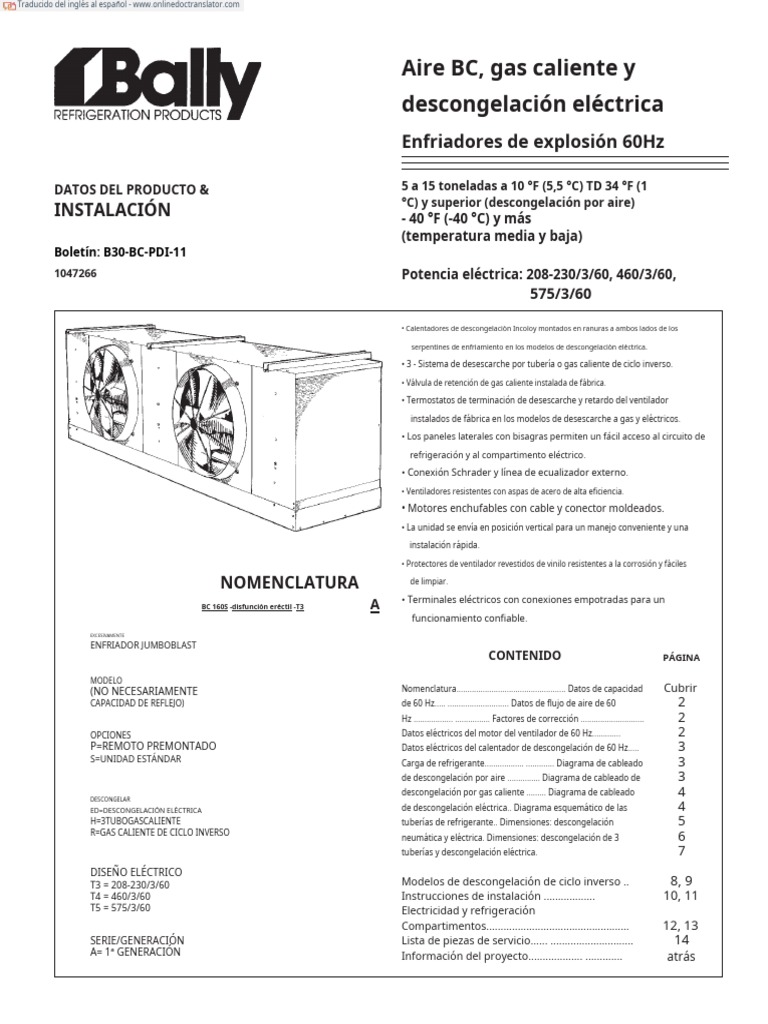 Evaporadores Bally PDF Ingenieria Eléctrica Materiales transparentes