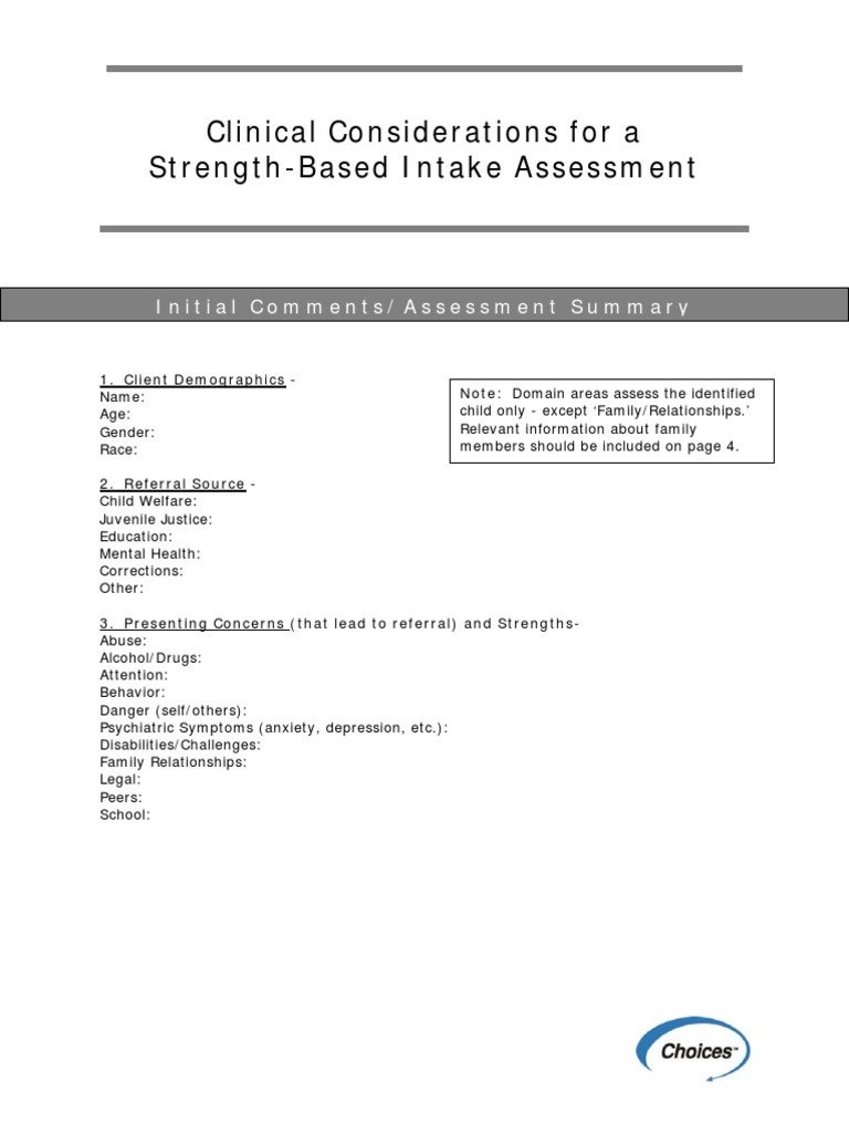 McIntyreStrength Based Intake Assessment Guide REVISED | PDF | Major ...