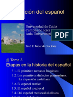 Evolución Del Español: Universidad de Cádiz Campus de Jerez Aula Universitaria de Mayores