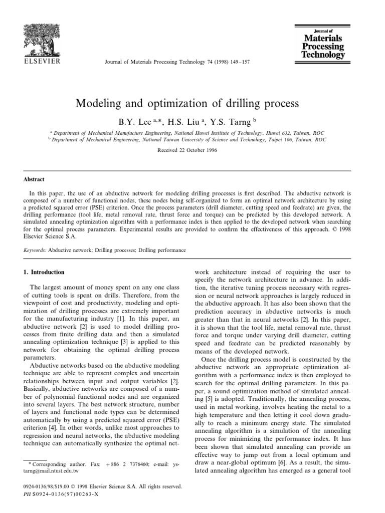 Modeling and Optimization of Drilling Process | PDF | Mathematical ...