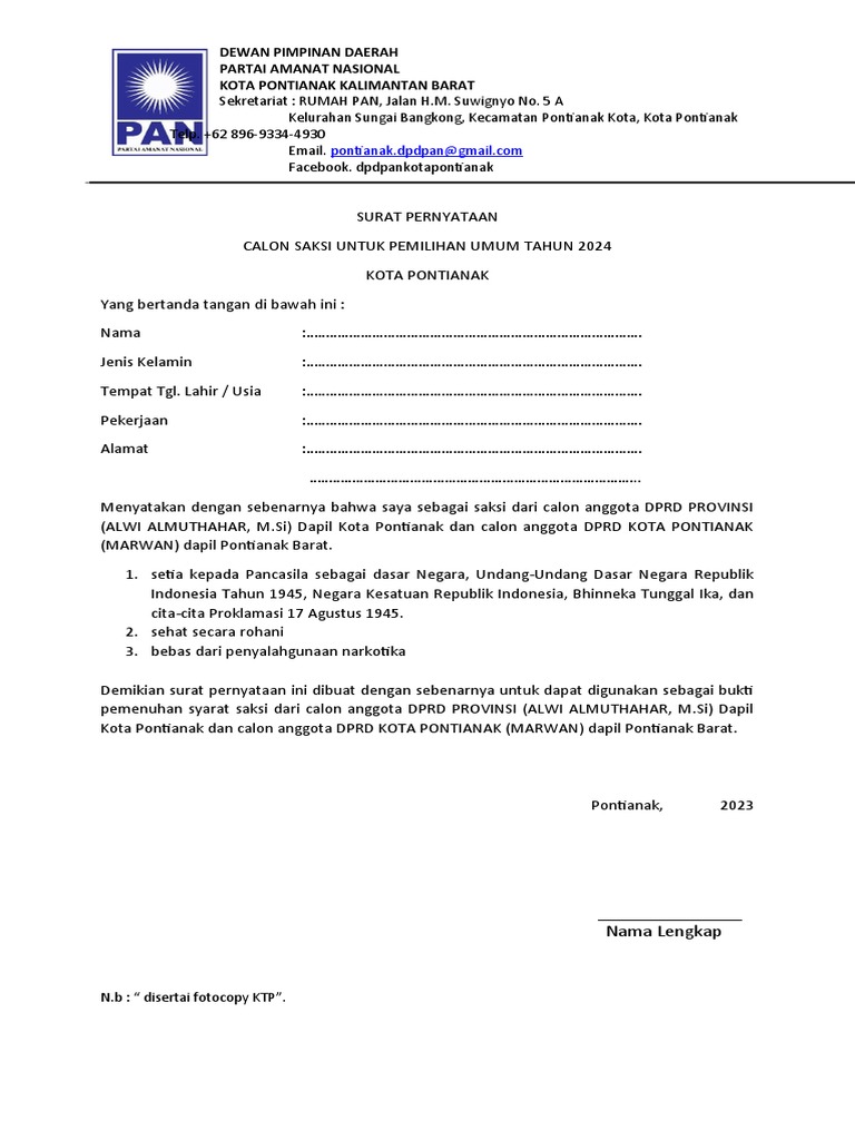 Surat Pernyataan Saksi | PDF
