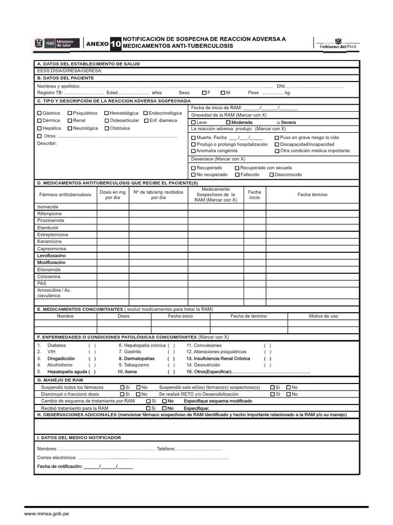 Anexo10 - Formato de Notificacion RAM Antituberculoso | PDF ...
