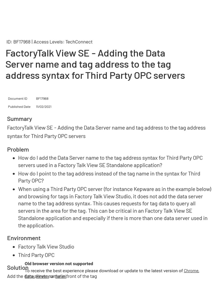 FactoryTalk View SE Adding The Data Server Name and Tag Address To