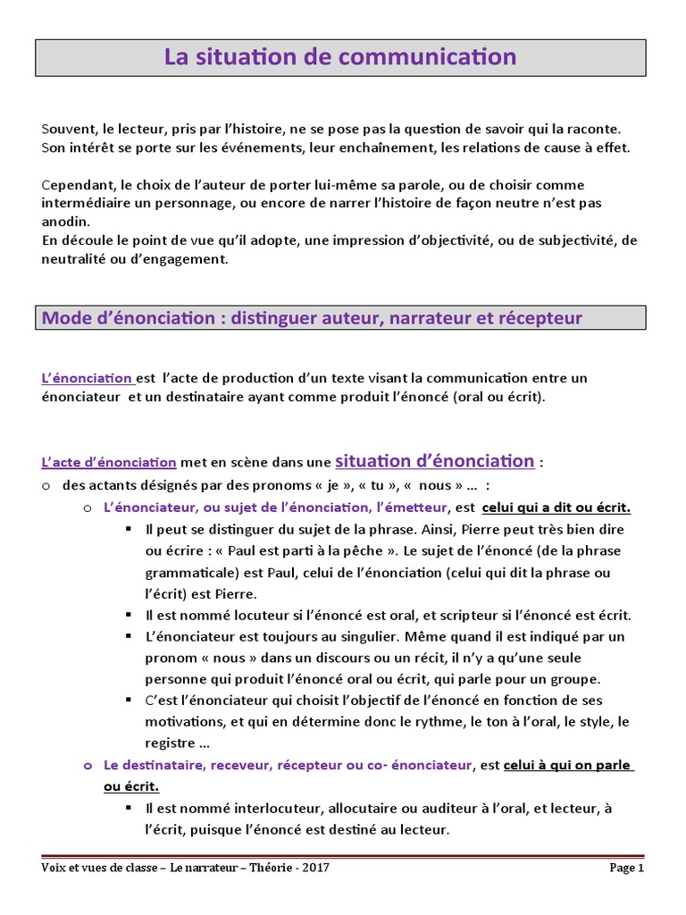 Types et rôles du narrateur en récit | PDF | Discours (linguistique ...