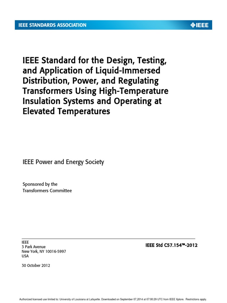 IEEE Power and Energy Society Sponsored by The Transformers Committee