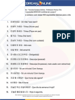 Material de Estudos - Youtube Coreano Online - Professora Yeonju Cha Aula: "100 Expressões BÁSICAS e Práticas em Coreano"