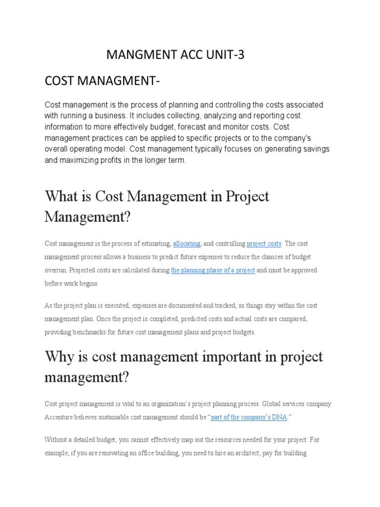 Cost management strategies analyzing techniques for effective cost