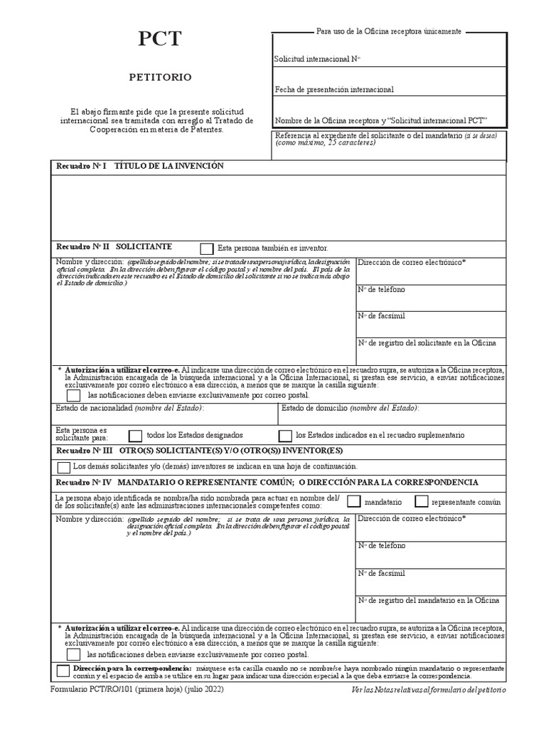 Ed - Request Formulario para Solictar PCT | PDF | Patentar | Correo