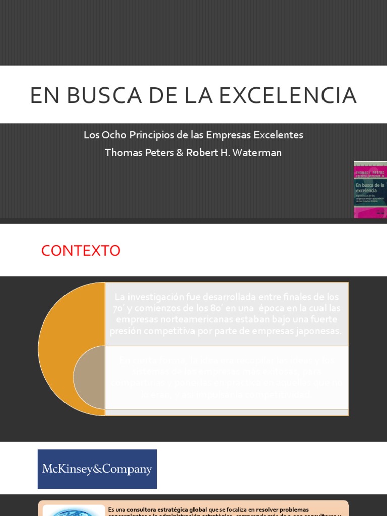 En Busca de La Excelencia: Los Ocho Principios de Las Empresas ...