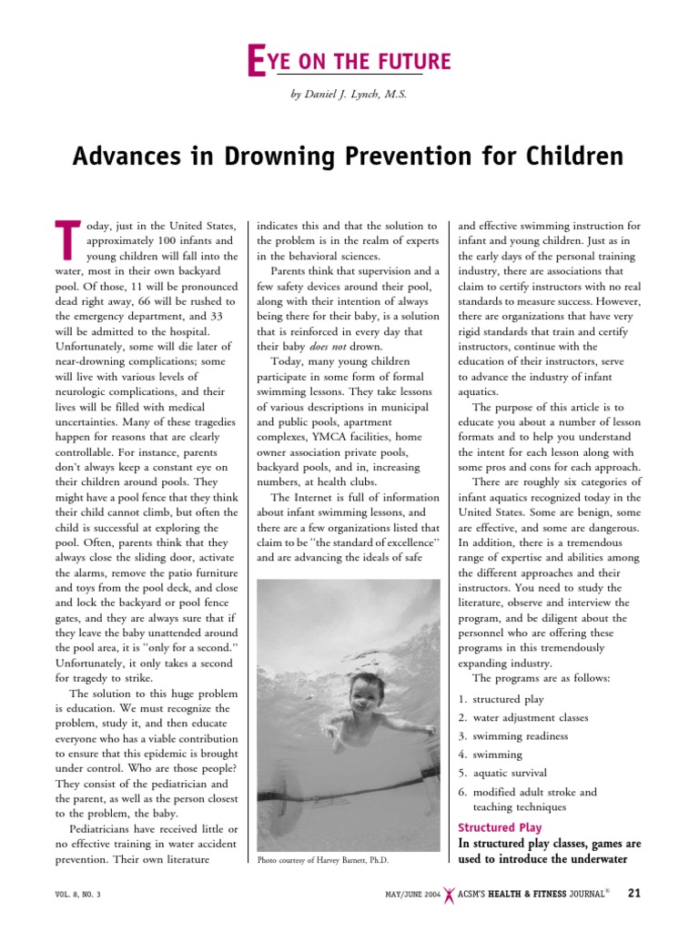 ACSM Advances in Drowning Prevention For Children | PDF | Swimming ...
