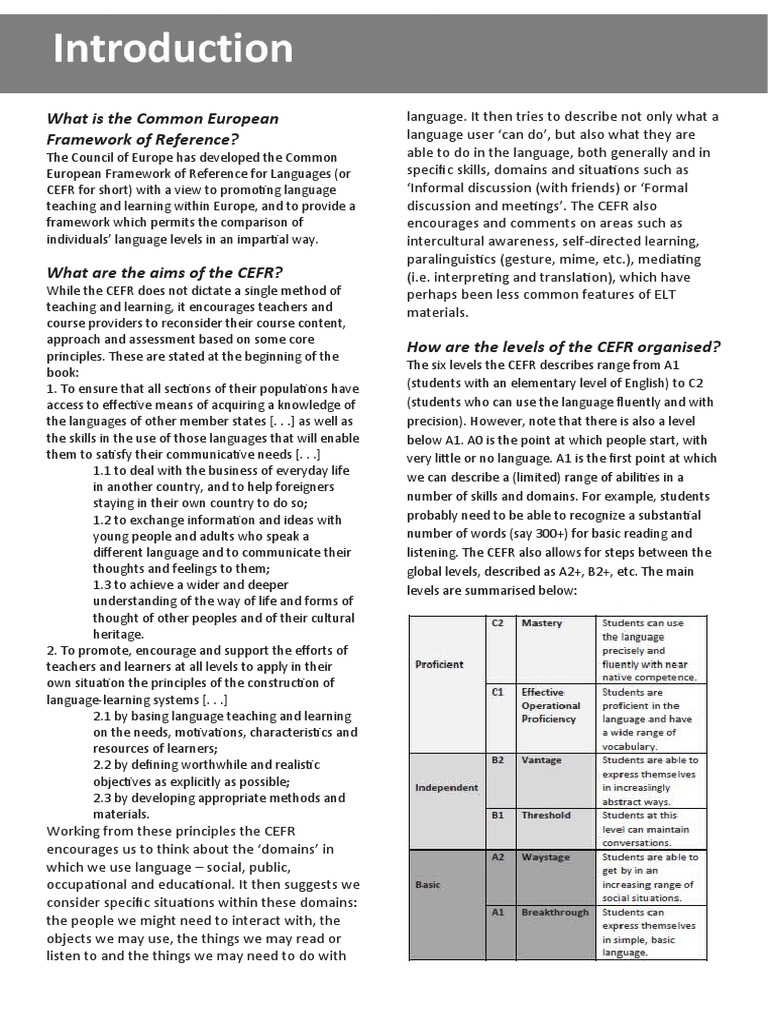 Understanding CEFR Levels and Aims | PDF | Learning | Linguistics