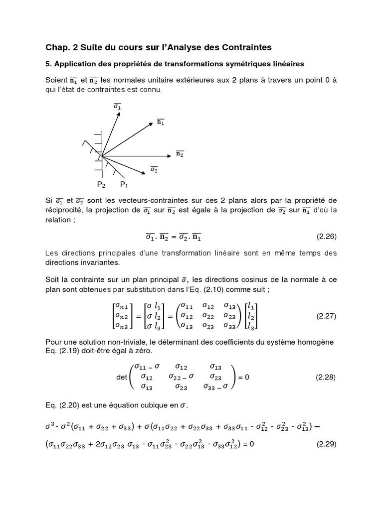 Analyse des contraintes et transformations | PDF | Tenseur | Matrice ...