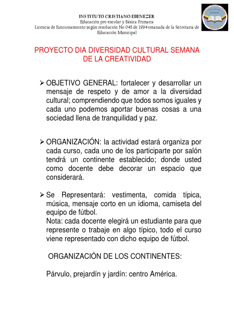 Proyecto de Diversidad Cultural Primaria | PDF | Arte