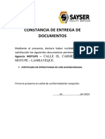 Constancia de Entrega de Documento - Ag. Lambayeque