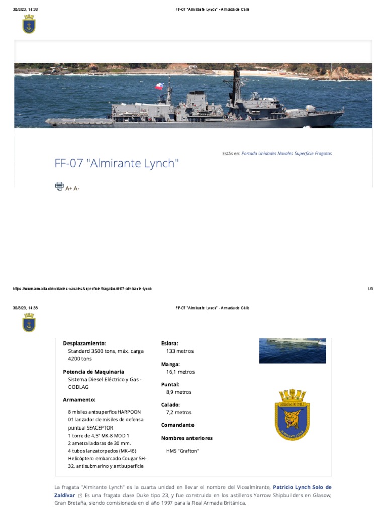 FF07 Almirante Lynch Armada de Chile PDF Transporte de agua