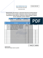 Multiservicios Paz: Cotización: 0032-2023