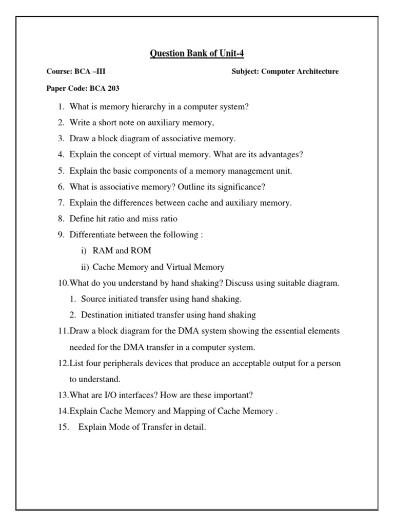 BCA III Computer Architecture Question Bank | PDF | Computers