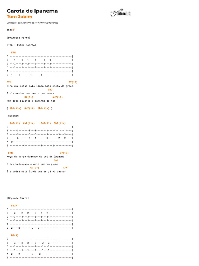 Garota de Ipanema CIFRA CLUBE PDF