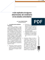 Poder Explicativo de Algunos Determinantes Del Rendimiento en Los Estudios Universitarios