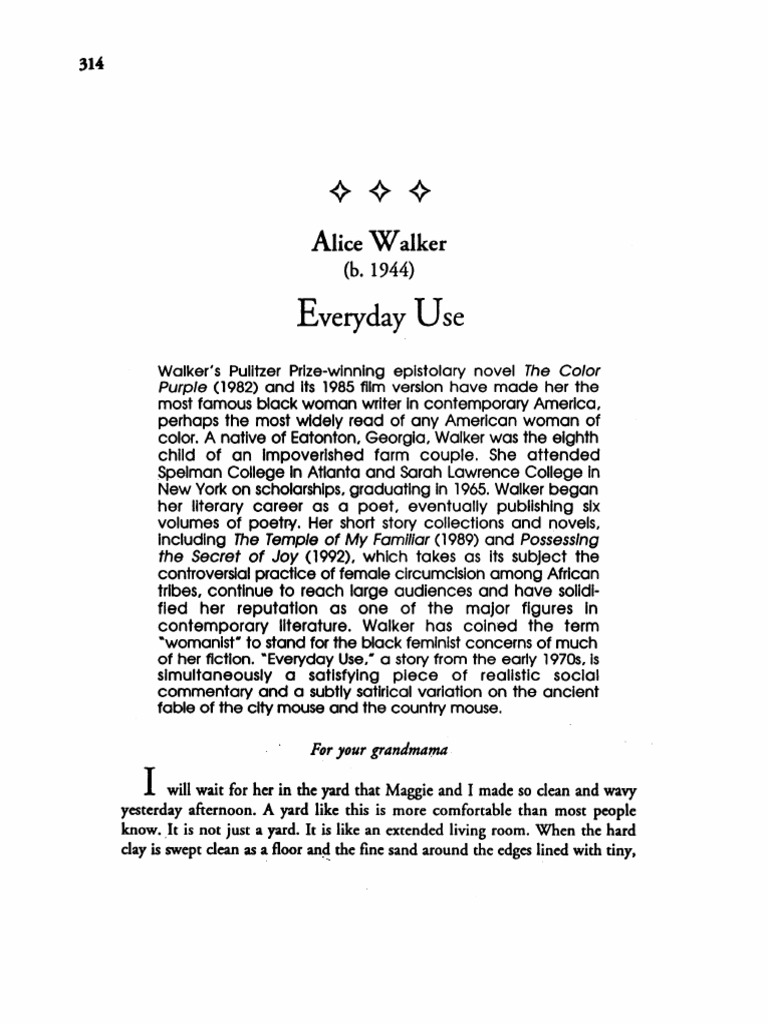 Everyday Use by Alice Walker | PDF